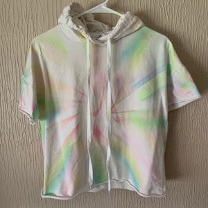 Tie Dye Cropped Hooded Shirt